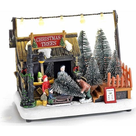 Villaggio luminoso con negozio di alberi e personaggi (1/5)