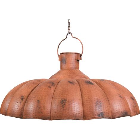 Lampadario Industrial a Sospensione Non elettrificato L85xPR85xH40 cm in Ferro Finitura Arancio Anticata