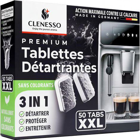 detartrant machine a cafe (50 pièces) – Premium détartrant cafetière compatibles avec Delonghi, Jura, Phillips, Krups, Senseo, etc. – Pastilles pour la meilleure maintenance et détartrage (1/5)
