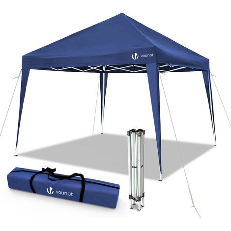 VOUNOT® Pavillon 3x3m mit 4 Sandsäcken, Pop Up Faltpavillon, Faltbar Gartenzelt Partyzelt, Blau