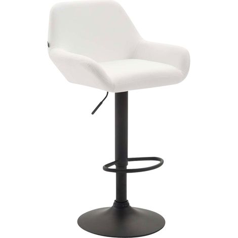 Taburete de bar x1 reposapiés en forma de arco en metal negro, asiento de PVC blanco 100004545
