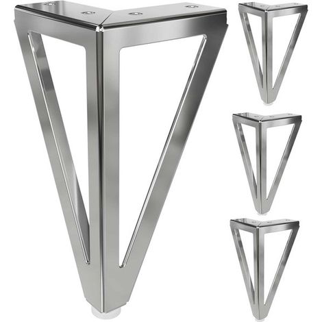 Patas metálicas para muebles (4 piezas), Incluyen almohadillas antideslizantes, mesas de centro, sofás, mesitas de noche, Color plata (1/5)