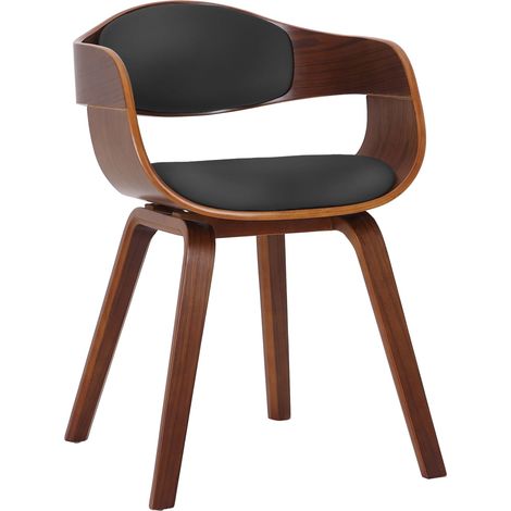 Chaise de salle à manger design scandinave en PVC noir et structure en bois foncé 100001908 (1/5)