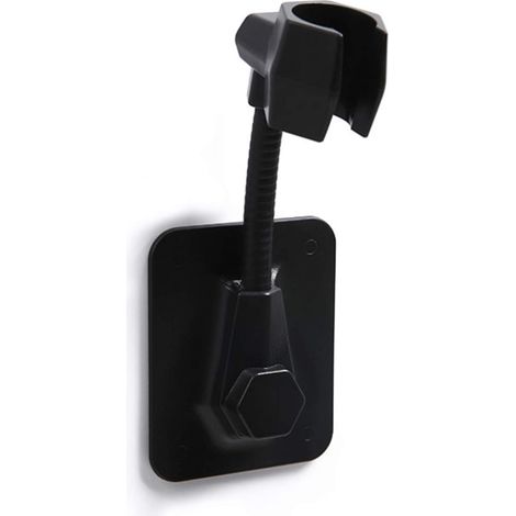 CSPARKV Soporte para cabezal de ducha de pared, ajustable, autoadhesivo, soporte universal de plástico para cabezal de ducha, accesorio para ducha de pared sin perforaciones, color negro (1/4)