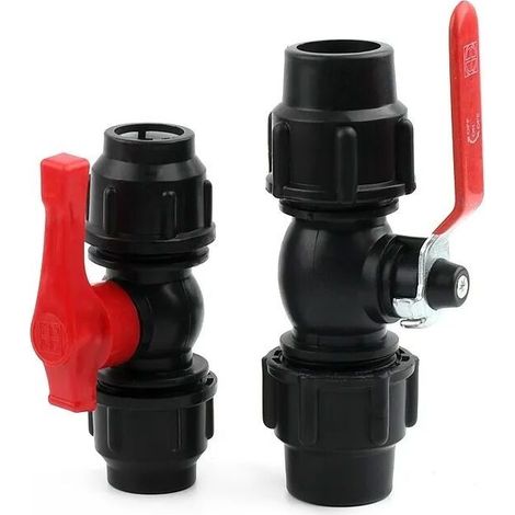 Raccord d'irrigation rapide 25mm - Connecteur en té en plastique PE - Pour conduite d'eau - Coudé et droit - Noir (1/5)