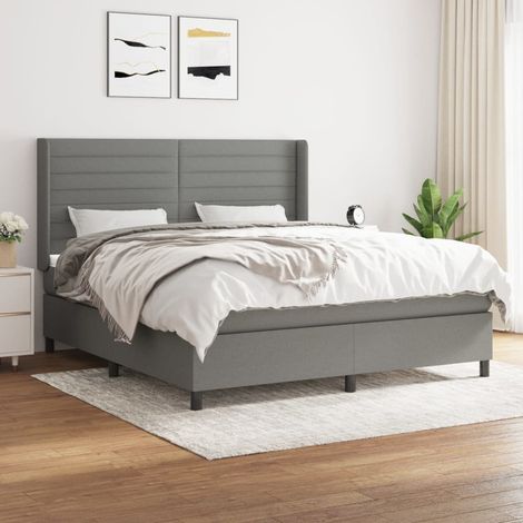 Boxspringbett mit Matratze Dunkelgrau 160x200 cm Stoff (1/5)