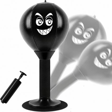 Ballon de boxe de bureau anti-stress avec ventouse et pompe, noir (1/5)