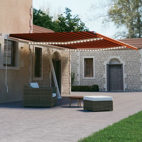 Toldo automático LED sensor de viento naranja marrón 600x300 cm vidaXL (1/5)