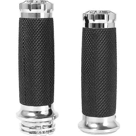 Poignées de guidon 25 mm pour motos Harley Touring Dyna Softail Sportster 883 1200 Yamaha Suzuki Kawasaki etc. (noir) - chromé (1/5)