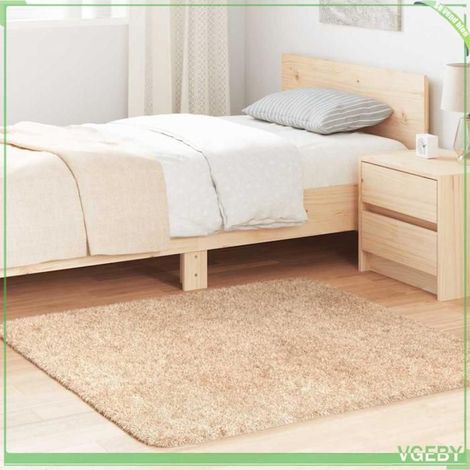 Tapis shaggy - FAFEISY - NAVARRA - Beige - 120x120 cm - Antidérapant (1/5)