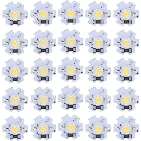 25Pcs LED Perles De Lampe 5V LED Puces 200LM 1W Haute Puissance SMD LED Lampe Puce Ampoule pour Home Studio Exposition Foodlight/Spot Ampoule Remplacement(Lumière Naturelle 4000-4500K)