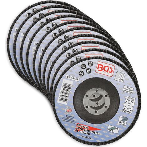 Lot 10 disques Ø 125 mm - disques a lamelles bgs grain 40 (1/4)
