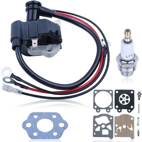 Kit de bobine d'allumage pour Stihl 021, 023, 025, MS210, MS230 et MS250 pour Walbro WT-286 - Comprend bougie d'allumage et kit de réparation de carburateur - Pièces pour tronçonneuse (1/5)
