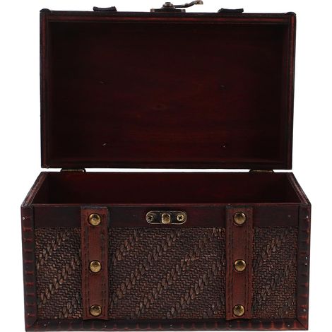 Boîte à Bijoux en Bois au Style Rétro avec Texture Tissée (1/5)