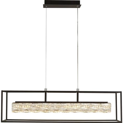 Searchlight Elevator Suspension Cristal LED, Cadre Noir Mat Dimmable 3000K (1/3)