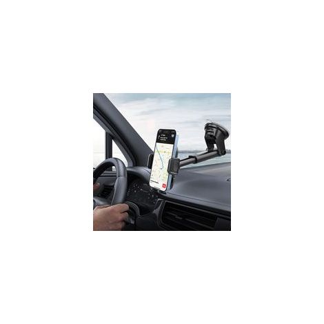 BRAVIX Auto-Handyhalterung mit Saugnapf für Armaturenbrett und Windschutzscheibe, 360° drehbar, ausziehbarer Arm, teleskopierbarer Winkel