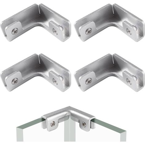 4 Pièces 8mm Pince à Verre, Clips a Verre en Alliage D'aluminium, Supports de Serrage Réglables pour Verre, Clip de Fixation du Verre, pour Verre de 3-7 mm D'épaisseur, Forme de L (1/5)
