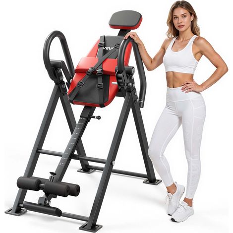 VEVOR Panca ad Inversione, Panca di Inversione Gravitazionale per Fitness Carico max 136 kg Bloccaggio a Rulli, Attrezzi per Allenamento Schiena Esercizio per Colonna Vertebrale, Poggiapiedi Braccioli (1/5)