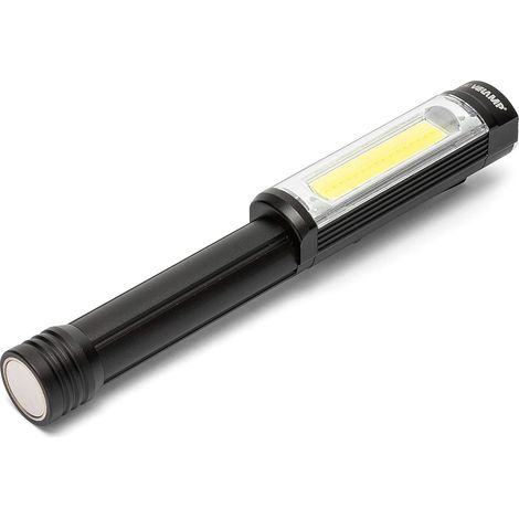 Big Daddy Lampe d'inspection LED de 3 W avec clip et aimant, lampe torche COB de 400 lumens pour réparation de voiture, garage, pêche, urgence. Lumière rouge clignotante, noire
