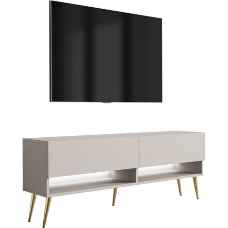 Mobile TV : Cachemire, gambe dorate inclinate, LED bianco, 140 × 32 × 52 cm (1/5)