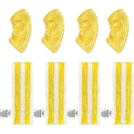 Set mit 8 Ersatzteilen, kompatibel mit den Kärcher Dampfreinigern SC2, SC3, SC4 und SC5. Enthält 4 Reiniger und 4 Reinigungsabdeckungen. (1/4)