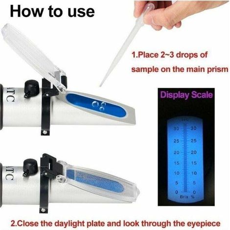 Réfractomètre Sucre Réfractomètre de Contenu de Sucre, Poche Brix Mètre Instrument de Mesure pour Fruits, Légumes, etc. Très Pratique, Sucre contenu Mètre Avec ATC Automatic Temperature Compensation (1/5)