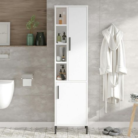 Colonne salle de bains blanche 2 portes 4 niches JENA