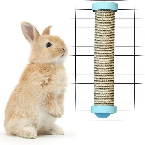 Rabbit Scratching Post for Cage Sisal Natural Rabbit Scratching Post Toys Claws and Teeth Care Interactive Rabbit Nail Scraper Chew Toys for Rabbit (1/5)