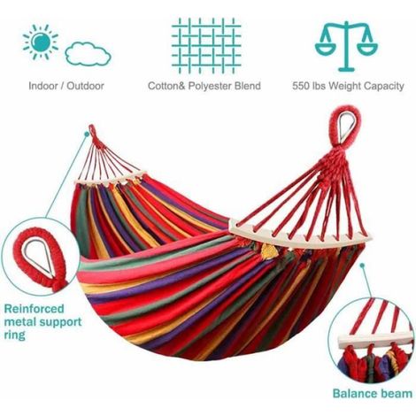 Hamac Suspendu - - 260 x 150 cm - 250 kg Capacité - Tissu de Haute Qualité - Idéal pour Jardin (1/4)