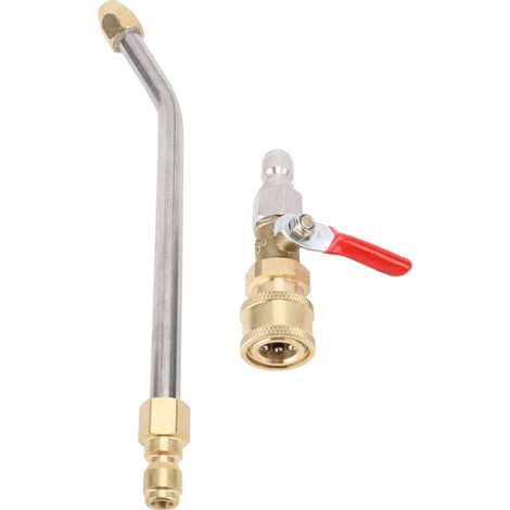 Rallonge coudée pour nettoyeur haute pression avec vanne à bille, raccord 1/4 pouce, accessoire pour nettoyeur de gouttières, tige de fixation 30° (1/5)