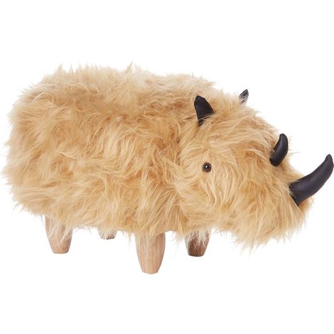 Animal Stool WOOLLY Faux Fur Sand Beige (1/5)