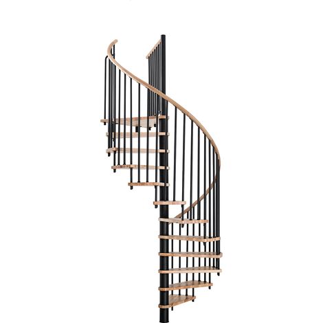 Minka Spindeltreppe Spiral Wood 38 - 305,5cm Geschosshöhe Buche Schwarz 160cm Durchmesser