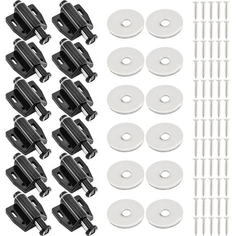 Magnetischer Türöffner zum Öffnen per Push-to-Open für Schreibtisch-, Schubladen-, Schranktür, Kleiderschranktür (schwarz) – 12er-Pack (1/5)
