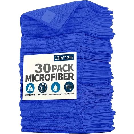 Asciugamani in microfibra, ad alta assorbenza, senza pelucchi, 30 pezzi, fibra superfine (1/2)