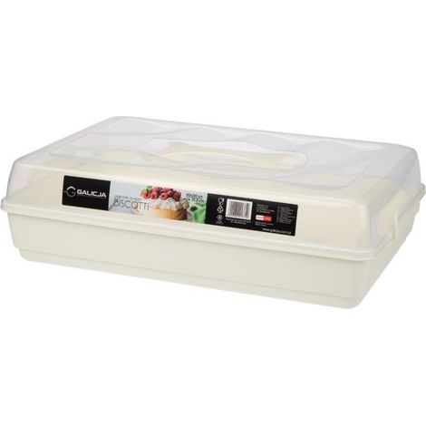 Contenitore per biscotti, prodotti da forno, con coperchio e vassoio, biscotti grandi per teglia grande, crema (1/3)