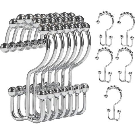 Crochets pour rideau de douche, 260 g, pour tringle de douche (1/5)