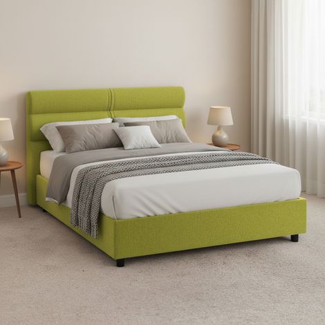 Cama Matrimonial Briatico, Cama Matrimonial con Colchón Incluido, Desenfundable Hecho en Italia, Con Cajón, Verde (1/5)