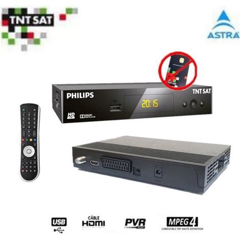 RÉCEPTEUR PHILIPS DSR 3231T , DÉMODULATEUR SATELLITE HD TNTSAT (ASTRA 19.2°) (VENDU SANS CARTE)