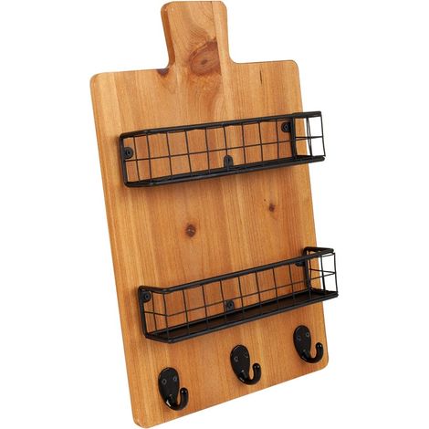 Percha con estantes de madera y metal marrón 23x6.5x38.5 (1/5)