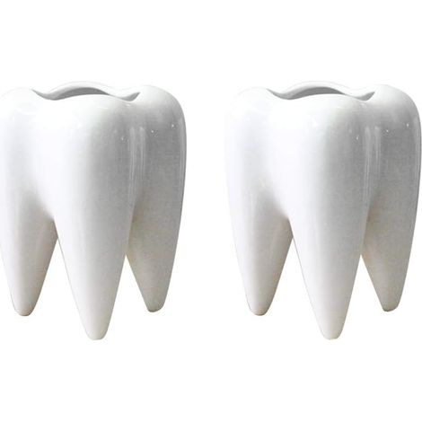 2 Pcs Mini Teeth Pots Ceramic Succulent Planter Pots/ Flower Containers (1/5)