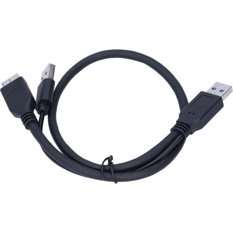 Câble d'alimentation et de données USB-A vers USB 2.0 Micro BY mâle-mâle pour disque dur externe, noir (1/5)