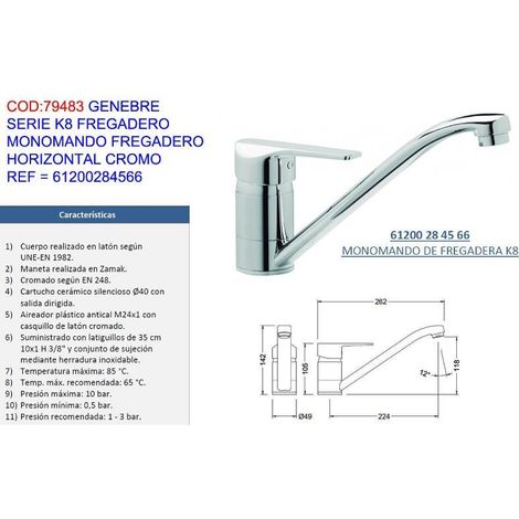 genebre grifo k8 monomand fregadero horizontal cr 61200284566