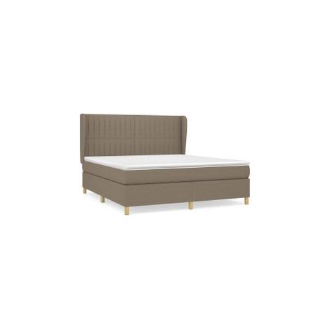 Sommier à lattes de lit avec matelas Taupe 160x200 Tissu (1/5)