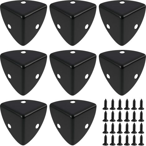 Schutz für Tischecken aus schwarzem Metall, 8 Stück, Aluminium-Winkel 23×23×23 mm mit Schrauben. (1/5)