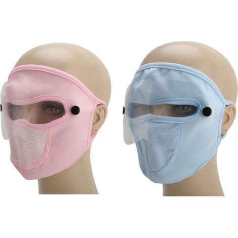 2er-Pack Sonnenschutz-Gesichtsschutzvisiere aus Eisseide mit vollständiger Abdeckung und Schutzbrille, UV-Schutz (schwarze und weiße Gläser) (1/3)