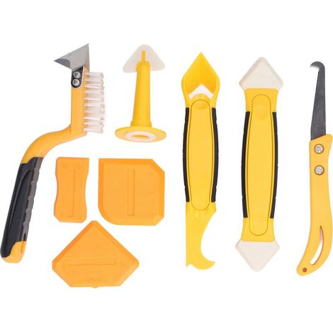 8 pièces Outil de jointoiement, lisseur de silicone, grattoir, embout pour pistolet à mastic, kit complet pour salle de bain et cuisine (1/5)