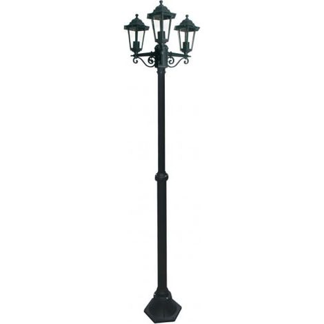 Lampadaire extérieur 3 têtes 3x60W E27 – Fonte d'aluminium noir – Indice de protection IP43 – Lumière chaleureuse et efficace – Bricolage Direct (1/3)