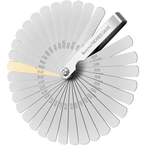 Jauge d'épaisseur 32 lames en acier inoxydable – Marquage métrique/impérial – Plage de mesure 0.04-0.88 mm – Pour moteurs et bougies-Chrom