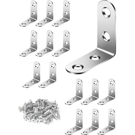 15 Pièces Équerres Angle 90° en Acier Inoxydable avec Vis Inclus, Mini Équerre de Fixation Inox pour Étagère Murale, Meubles, Équerre d'Assemblage, Réparation et Fixation (1/5)