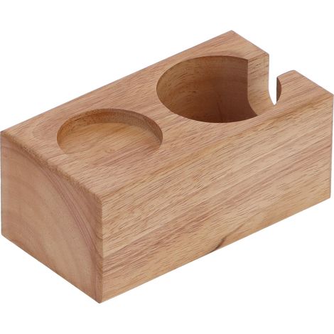 Porte-tasseur à café en bois, porte-porte-filtre à café, étagère de rangement double pour comptoir de bar, couleur bois naturel (1/5)